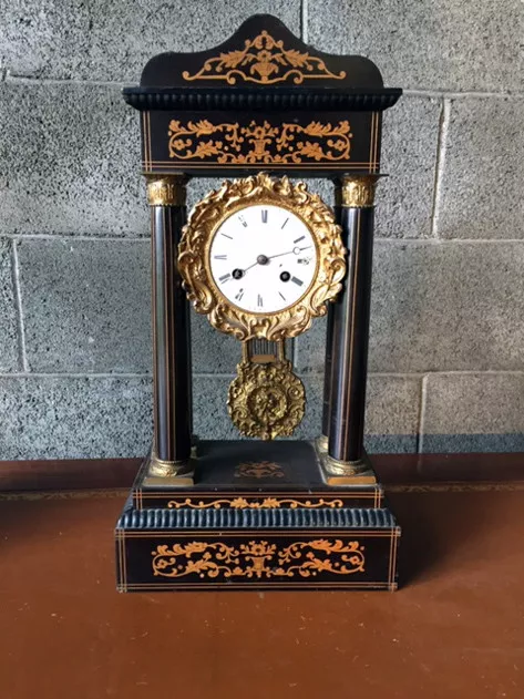 Antico ed Elegante Orologio a Pendolo Impero Intarsiato Epoca '800