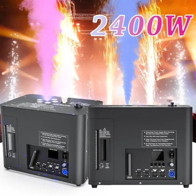 2400W RGB LED Fog Smoke Spark Machine Foutain DJ Party Wedding Wireless Remote