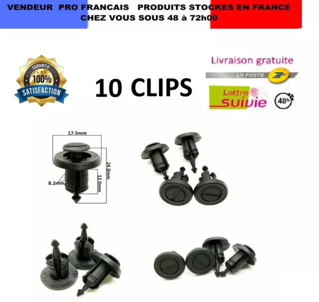 10 Clips Agrafe Fixation RENAULT Clio Megane Laguna Twingo Pare-Boue Pare-Choc.