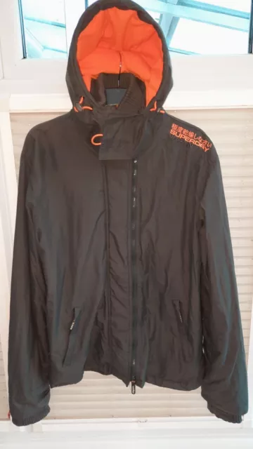 Men's XXL / 2XL Superdry Grey Windcheater Jacket / Orange trim. Good Clean Cond.