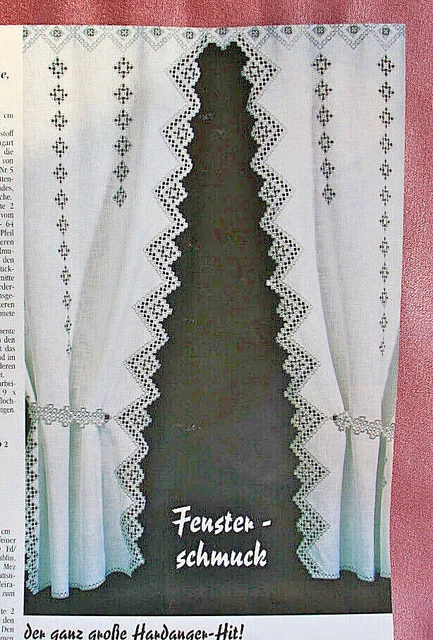Anleitung Hardanger-Stickerei "Gardinen-Schals mit Raffbändern" #0412