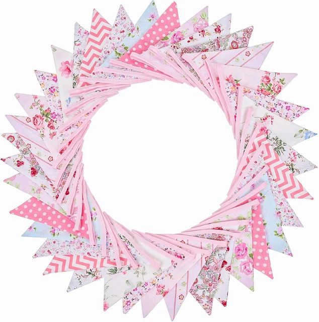 Bandierine In Tessuto Blu E Bianco 40 Metri – Ghirlanda Triangoli 20x30 Cm Per Decorazioni Feste Da Esterno – Compleanno, Baby Shower, Matrimonio