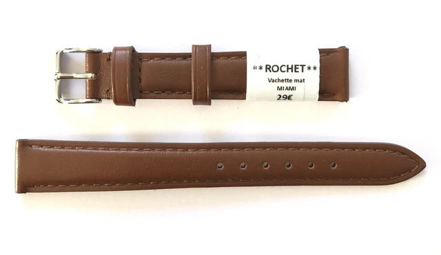 Bracelet Montre Vintage Camille Fournet - Cuir Lézard Marron, Largeur 14 Mm - Occasion