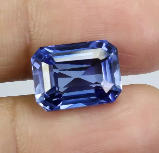 Fine Cut Natural Kashmiri Blue Sapphire 10.5 Ct Emerald Cut Loose Gemstone