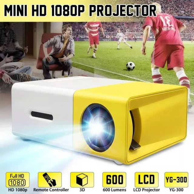 YG300 1080P Home Theater Cinema USB HDMI AV SD Mini Portable HD LED Projector AU 2