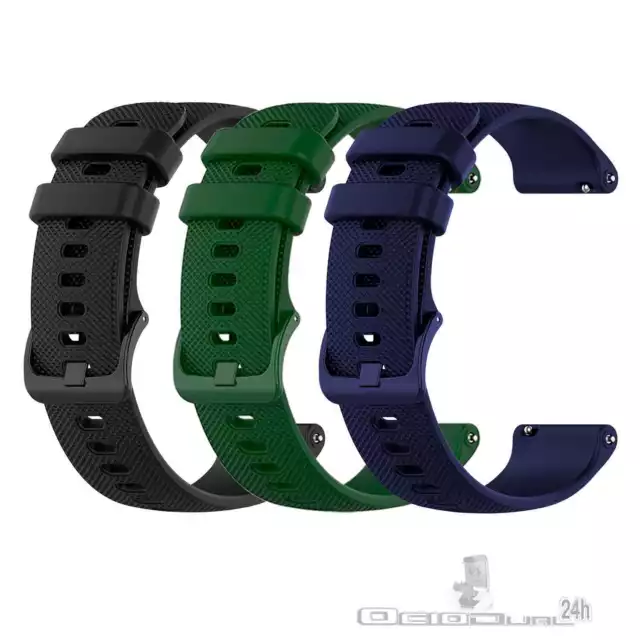 Pack 3 Correas para reloj universal de 20mm, Verde Militar/Azul Oscuro/Negro