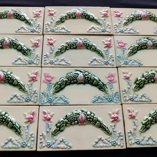 Vintage Garland Design Nouveau Border Architecture Furniture Tiles Japan 12 Pcs 2