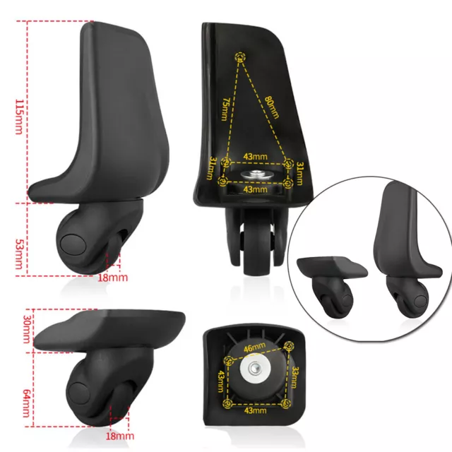 Luggage Suitcase 360° Swivel Wheel Spinner Caster Repair Mute Wheels Replacement