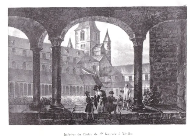 1825 Nivelles Kloster Cloitre Wallonien Lithographie Cloet Belgique Belgien