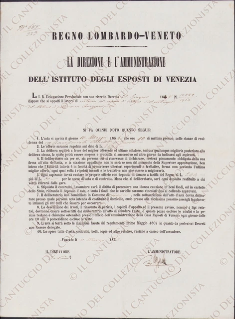 1852 VENEZIA Restauro partiacque Molino di Mure Canizzano Editto Treviso