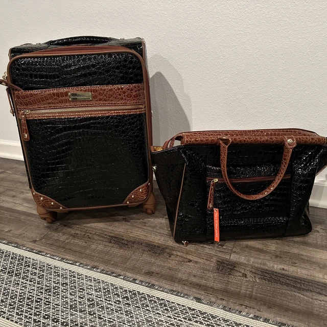 Two Piece Samantha Brown Faux Croc Alligator Skin 22" Wheeled Luggage And Bag