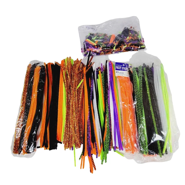 Enorme lote mixto de limpiadores de pipas de colores de otoño de Halloween + piezas cortadas artesanías para niños