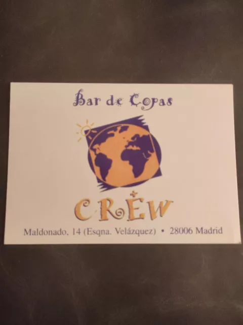 Tarjeta Postal Publicitaria Del Bar De Copas Crew De Madrid (España)