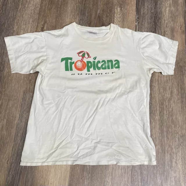 Vintage 90s Tropicana Shirt Orange Juice Promo T-Shirt Size XL Single Stitch