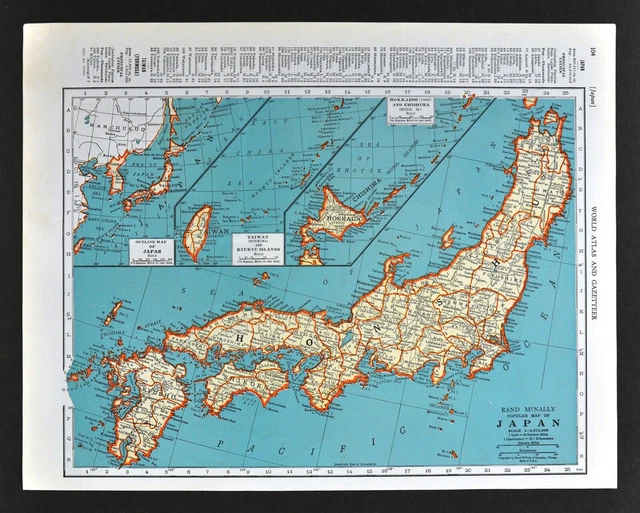 1938 McNally Map Asia China Japan Korea India Malaysia Afghanistan Persia