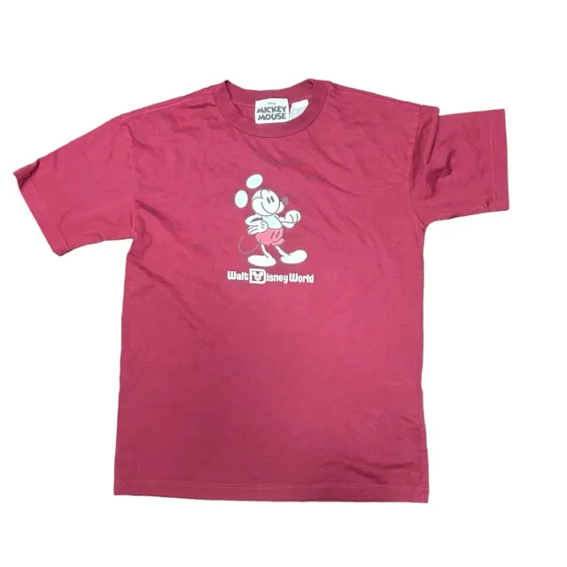 Disney Parks Walt Disney World Mickey Mouse Genuine Mousewear Dark Red Shirt XS