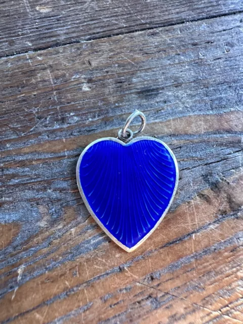 Sterling Silver enamel Heart Pendant Norway Norwegian