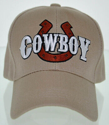 New! Rodeo Cowboy Horse Horseshoe Cap Hat Tan