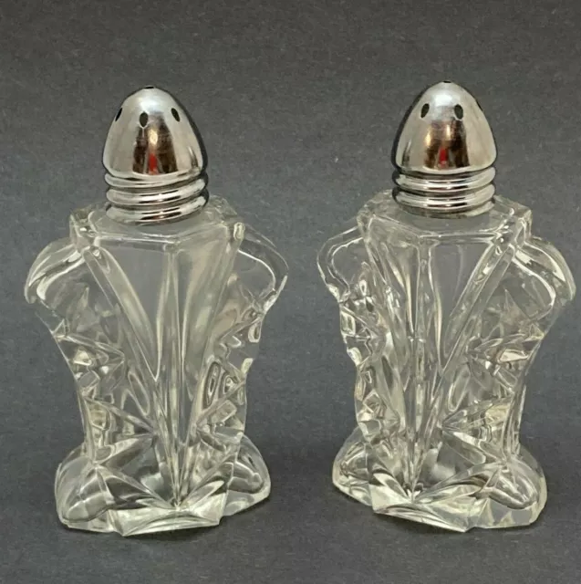 Crystal Salt and Pepper with Silver Metal Tops MCM