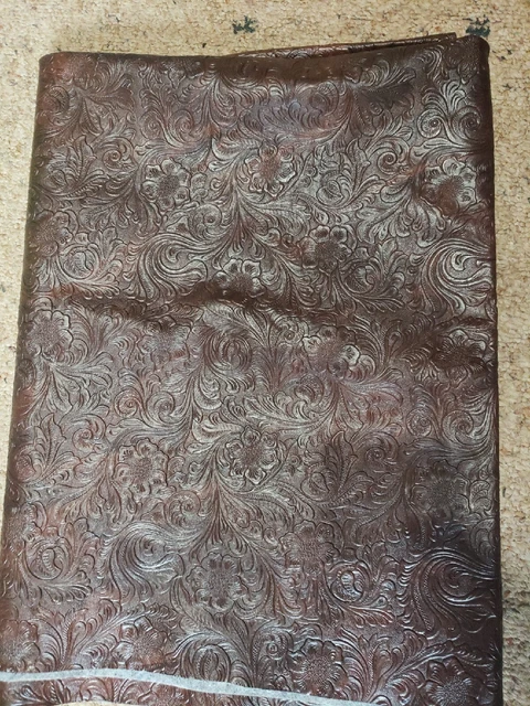 Faux Leather Western Tooled Embossed flower floral 55"×36"