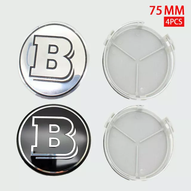 4x 75mm Für Mercedes Benz Brabus Embleme Nabenkappen Nabendeckel Felgendeckel DE