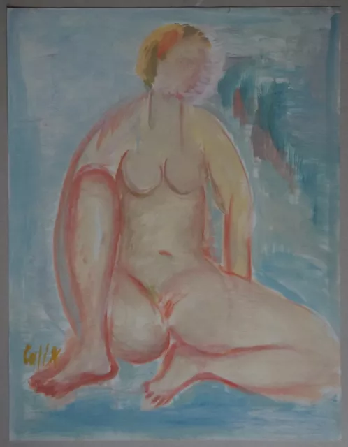 Dibujo Gouache Desnudo Femenino Firmado Robert Calix (1919/2008)