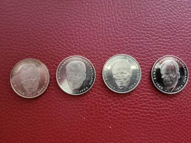 4 x 2 Deutsche Mark -  DM - 1994 - A,D , F, J- Willy Brandt - unzirkuliert