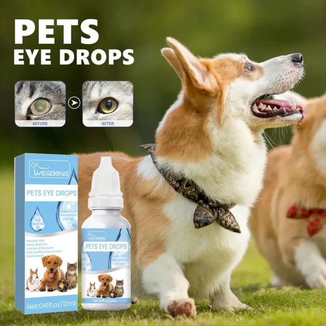 12ml Pet Dog Cats Eye Drops Puppy Care Eye Cleaning Drops Tear Stai✨/ Eyes J3P1