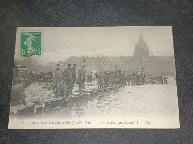CPA Paris – Inondations Et Tramway à Vapeur Sur Les Quais – Carte Postale Ancienne