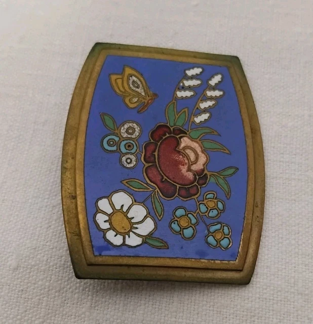 Ancienne Broche ronde en plexiglas 3 roses années 1930/1950