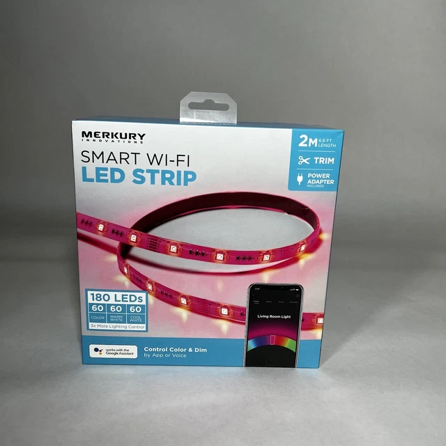 Merkury Innovations Smart Wi-Fi LED Light Strip 2m / 6.6ft New College Dorm