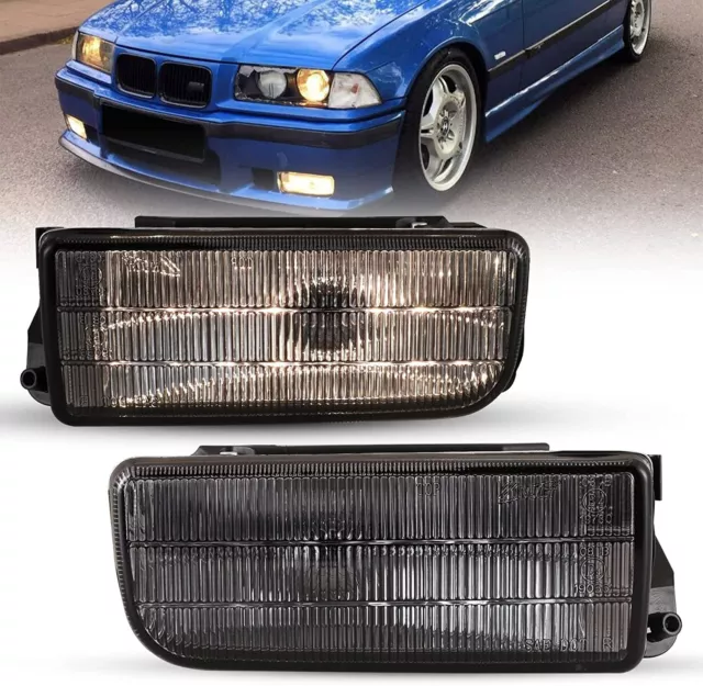 Fog Lights For 1992-1999 BMW 3 Series E36 M3 Driving Lamps Pair Glass Smoke Lens