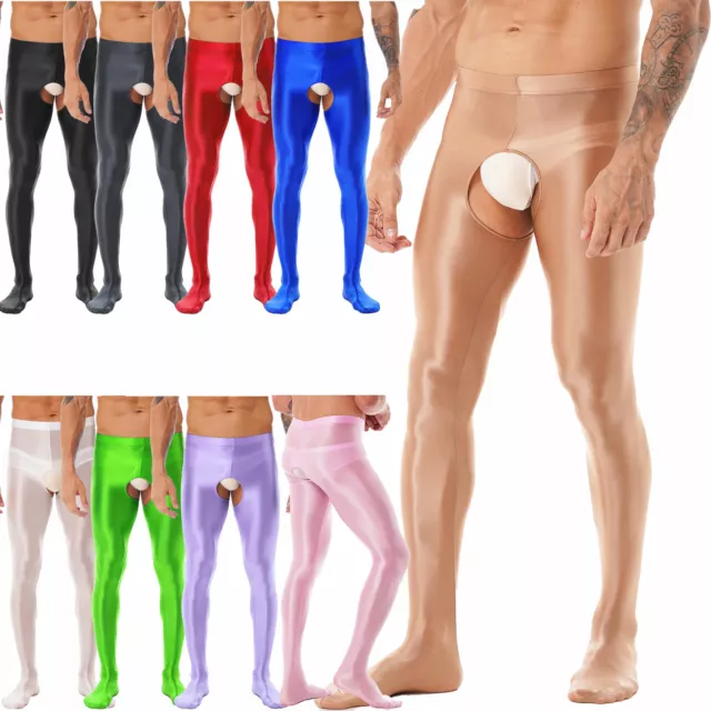 Men's High Waisted Opaque Pantyhose Yoga Pants Training Sports Footed Tights