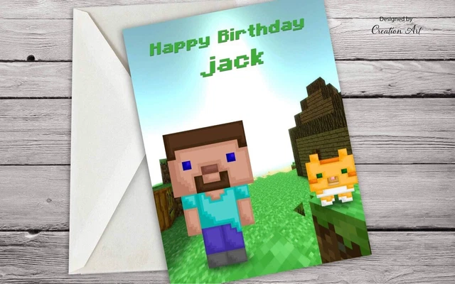 PERSONALISED MINECRAFT BIRTHDAY Card Brother Sister Son Cartoon ...