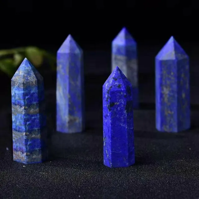 50-60mm AAA Natural Lapis Lazuli Quartz Crystal Point Wand Obelisk Healing Stone