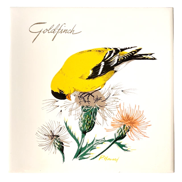 Screencraft Ceramic Tile - Goldfinch Wall Hanging Décor Trivet Cork Back ~ 6"x6"