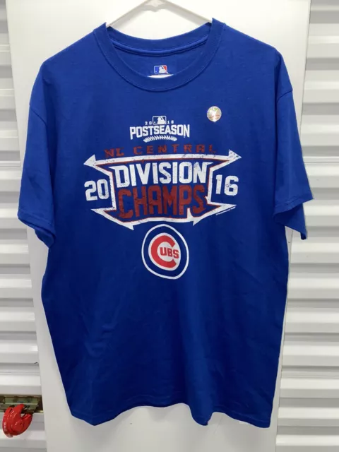 MLB Chicago Cubs 2016 Postseason NL Central Division Champs L Cotton T-Shirt New