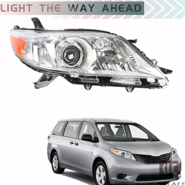 For 2011-2020 Toyota Sienna Headlight Halogen Chrome Housing Right Side