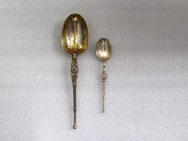 English Sterling Silver Coronation Anointing Spoon x 2 London George V - 1911