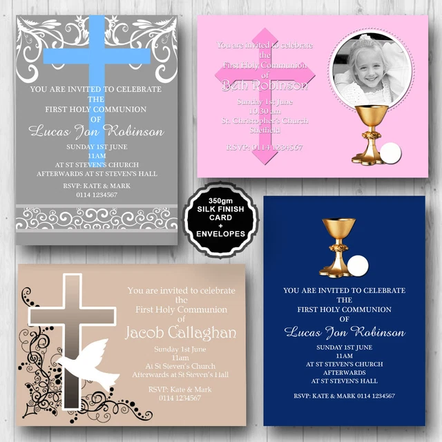 10 FIRST HOLY Communion Confirmation Christening Baptism Invitations ...