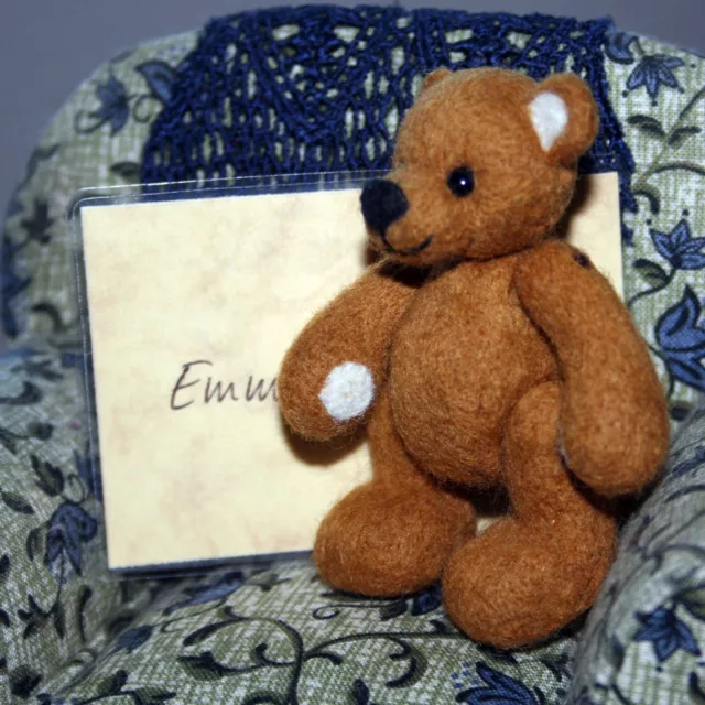 OOAK Miniature almost 3” German Merino Wool Mohair Artist Bear named EMMI
