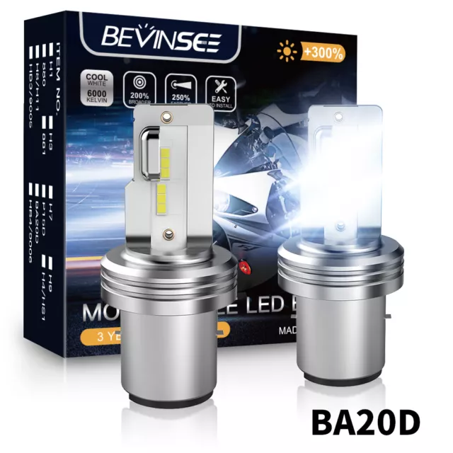 2x BA20D S2 S1 H6 LED Motorcycle Headlights Bulbs 36W 6000K Hi/Low Beam Headlamp