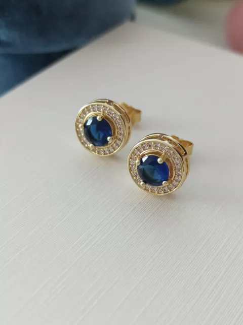 Boucles d'oreilles  bleu foncé pour femme avec zircons