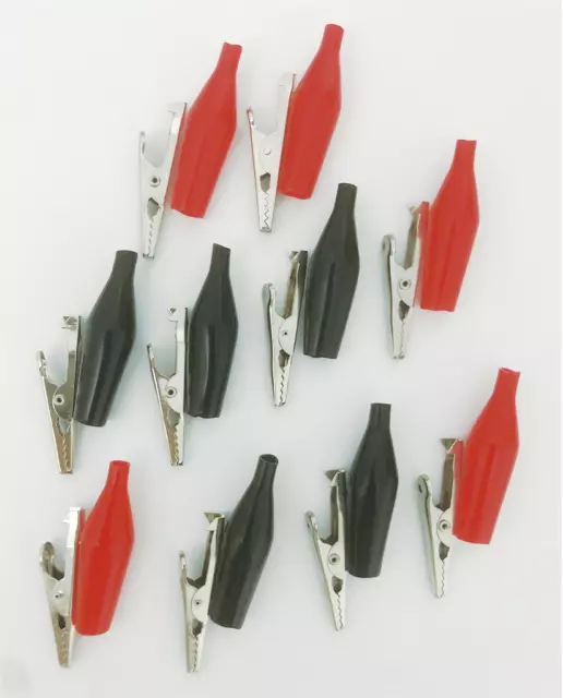 10PCS Insulated Alligator Clips Test Probe Lead Crocodile Clamps Red+Black 44mm