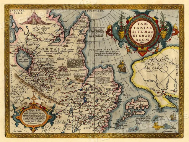 1570 China Japan America Unusual Historic Map - 24x32