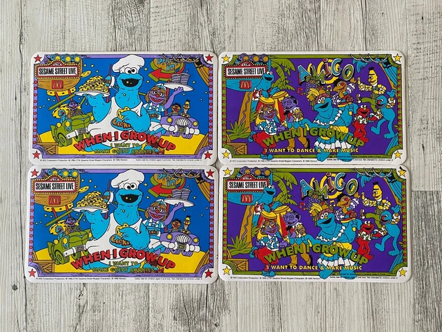 SESAME STREET MCDONALD'S Placemats x4 1996 Vintage Kids, Place Mat