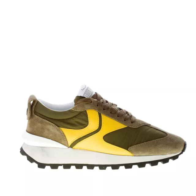 VOILE BLANCHE scarpe uomo Sneaker Qwark Spur 2 nylon camoscio verde e giallo