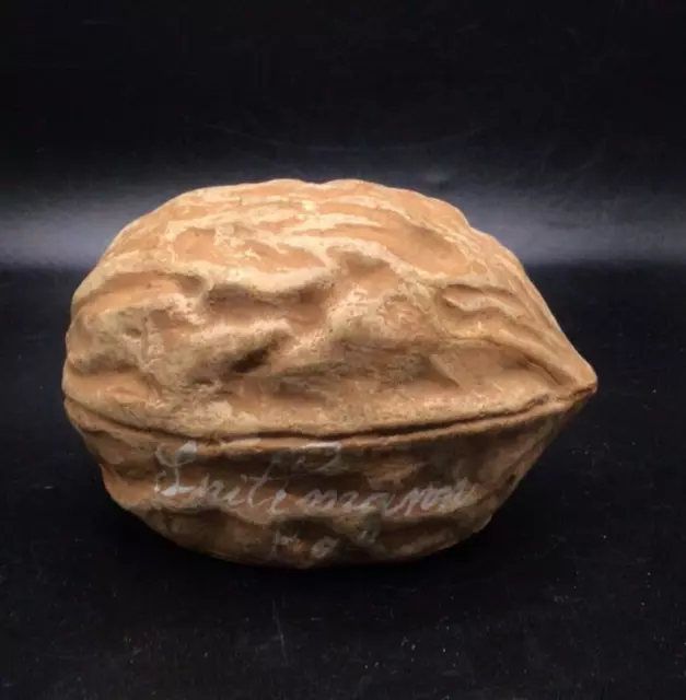 Vtg WALNUT NUT PAPER MACHE CANDY CONTAINER Germany