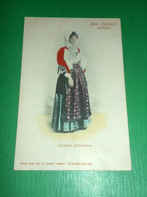 Cartolina Bono ( Sassari ) - Costume giornaliero 1900 ca.