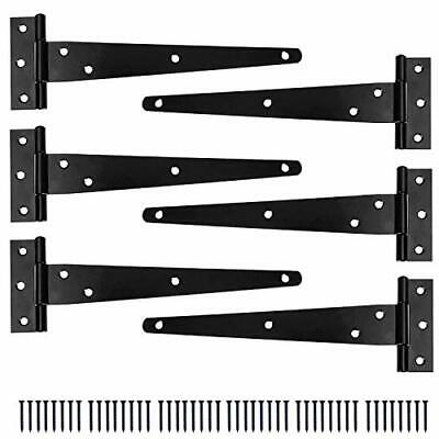 Ilyapa Heavy Duty Gate Hinges, 6 Pack - 8 Inch Outdoor T Strap Hinges